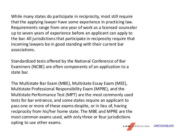 guidelines on reciprocity or admission on motion among the state bar reciprocity chart