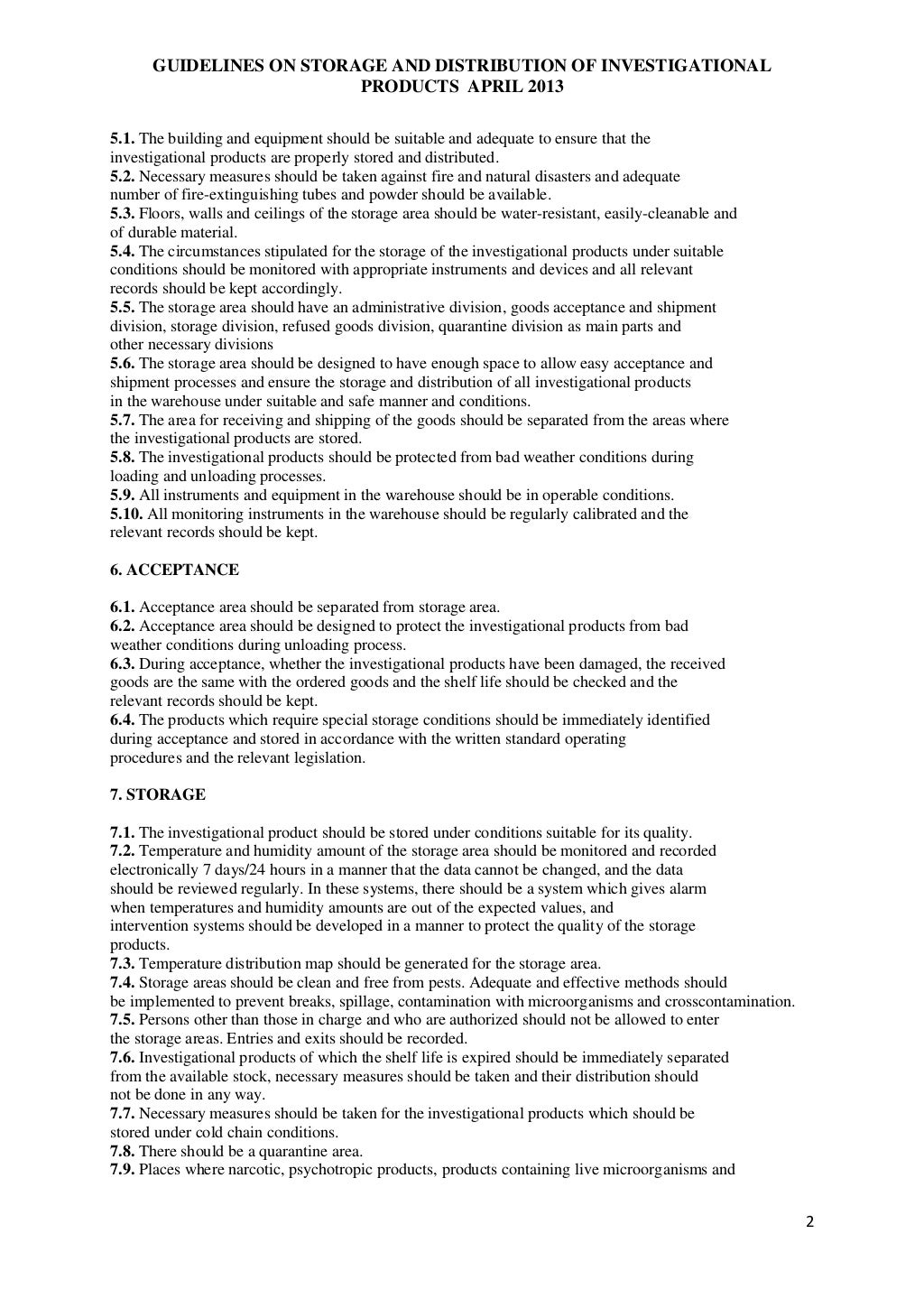 Guidelines on storage and distribution of investigational products, p…