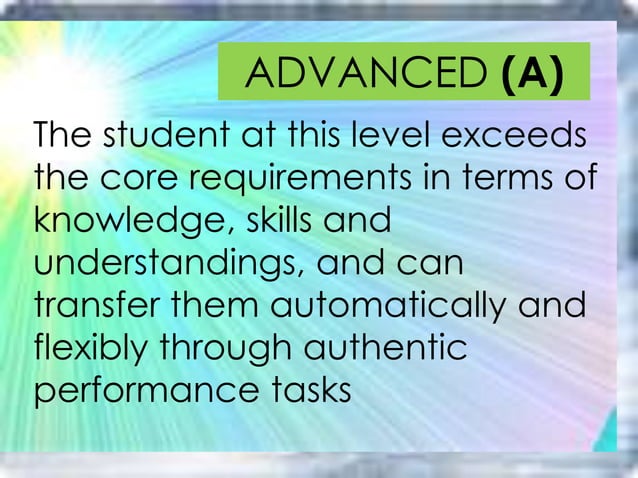 Guidelines on the assessment & rating of learning under the K to 12 ...