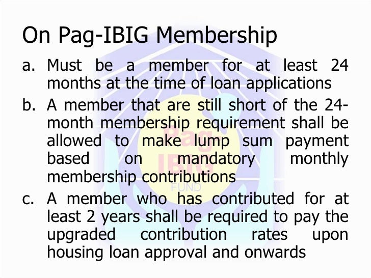 What are the eligibility requirements for a Pag-IBIG housing loan?