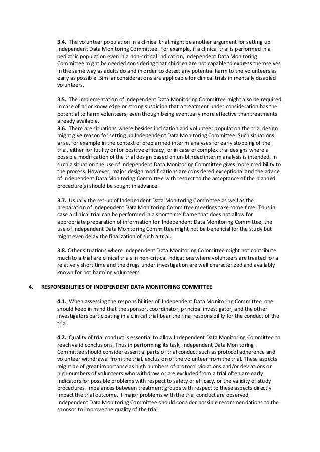Guidelines regarding independent data monitoring committees, publishe…