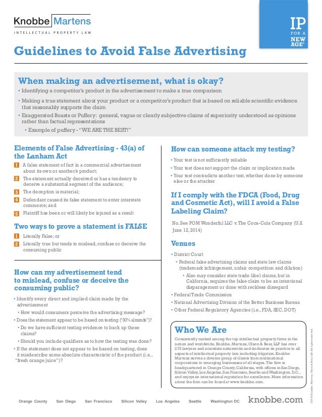 Guidelines to Avoid False Advertising