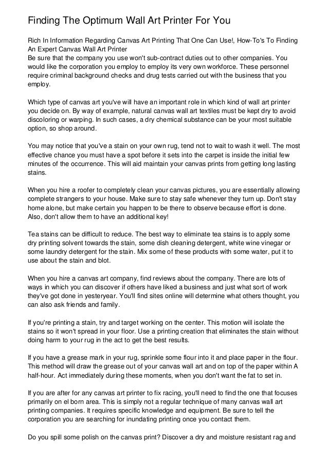 Finding The Optimum Wall Art Printer For You