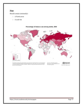Maps
Should contain (minimally):
A North arrow
A scale bar
https://tvuni.academia.edu/mvinayagam Page 17
 