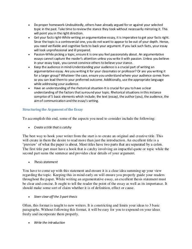 Argumentative essay guidelines