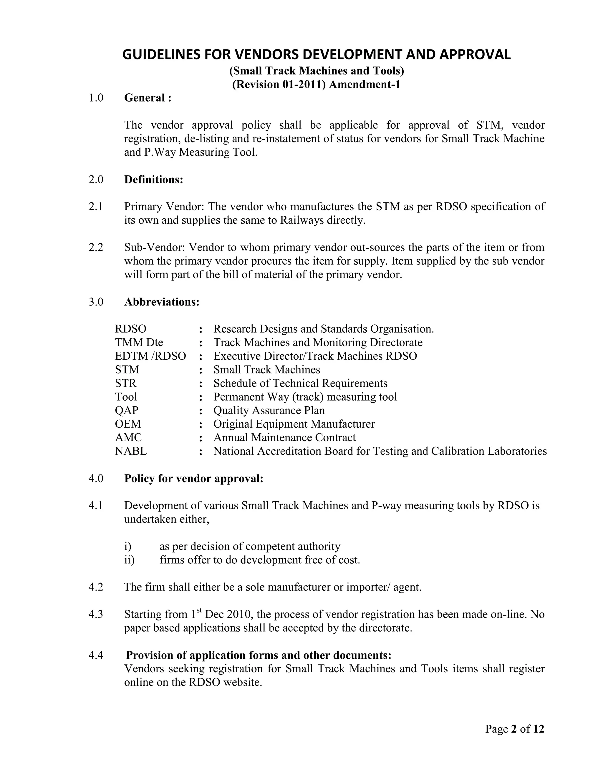 RDSO Guidelines for new Vendors- Rajni Ranjan | PDF