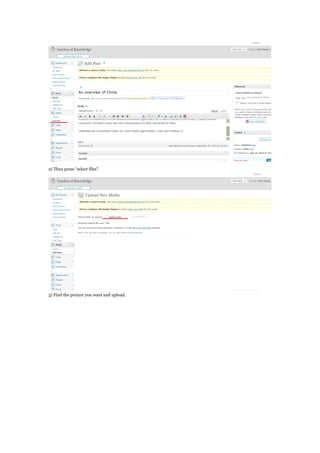 2) Then press select files.
3) Find the picture you want and upload.