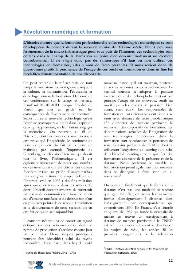Guide Methodologique Pour Mettre En Oeuvre Une Demarche De E Formation