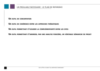 UN PREALABLE NECESSAIRE : LE PLAN DE REFERENCE




    Un   outil de concertation


    Un   outil de cohérence entre les approches thématiques


    Un   outil permettant d’assurer la complémentarité entre les sites


    Un   outil permettant d’aborder, par une analyse foncière, un véritable démarche de projet




9                                     Scot du Pays de Lorient / Les orientations d’aménagement
 