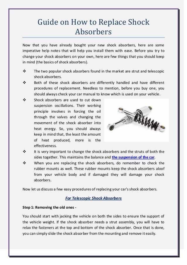 Guide on how to replace shock absorbers
