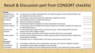 Result & Discussion part from CONSORT checklist
 