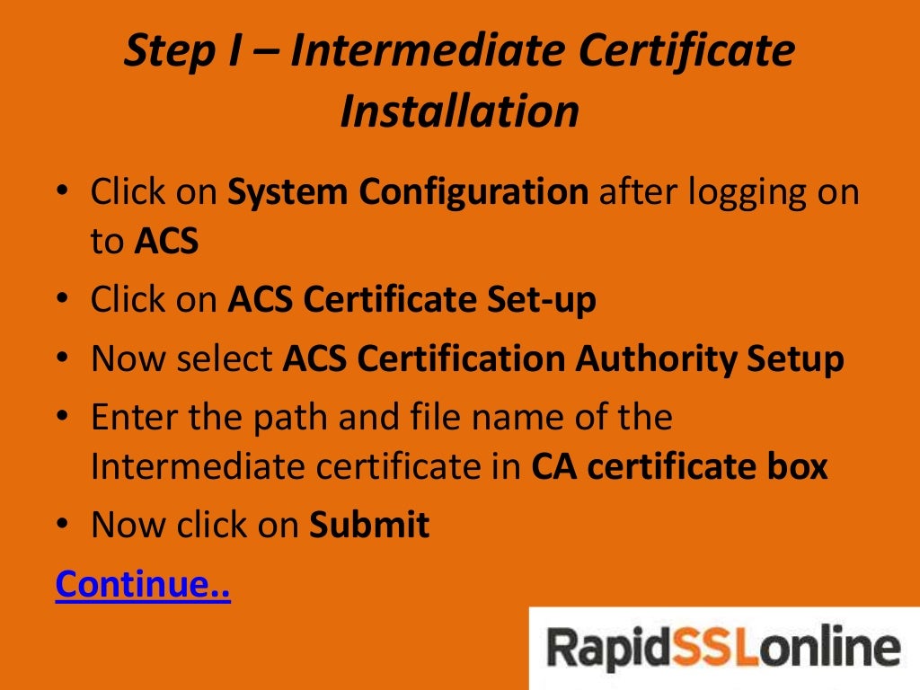Guide on Installing SSL on Cisco Secure Access Control Server (ACS)
