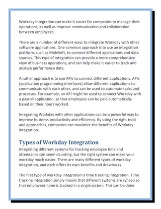 Guide on Workday Integration | PDF