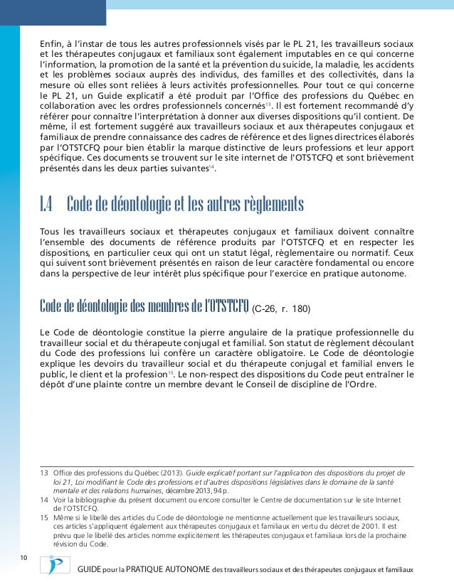 Guide Pour La Pratique Autonome Des Travailleurs Sociaux Et Des Thera