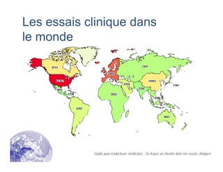 Les essais clinique dans
le monde
Guide pour traducteurs médicales : Se frayer un chemin dans les essais cliniques
 