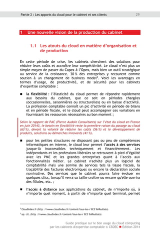 Guide pratique sur le bon usage du cloud computing
par les cabinets d'expertise comptable © CSOEC  Edition 2014
33Partie ...