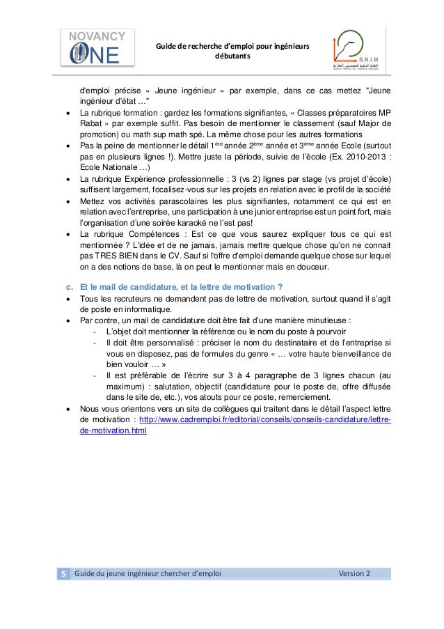 Lettre De Motivation Offre Demploi Ingénieur