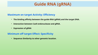 Guide RNA Design for High-Efficiency CRISPR/Cas9 Genome Editing | PPTX