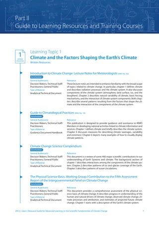 Resource Guide for Advanced Learning on the Scientific Fundamentals of ...