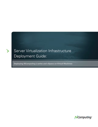 Server Virtualization Infrastructure
Deployment Guide:
Deploying NComputing L-series and vSpace on Virtual Machines
 