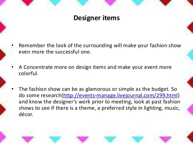 fashion show budgets