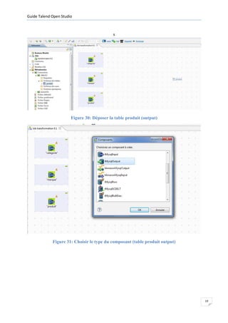 Guide Talend Open Studio



                                            s




                       Figure 30: Déposer la table produit (output)




             Figure 31: Choisir le type du composant (table produit output)




                                                                              19
 