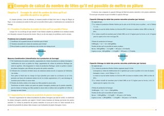 Chapitre

     4      Exemple de calcul du nombre de têtes qu'il est possible de mettre en pâture
Chapitre 4              Exemple de calcul du nombre de têtes qu'il est                                                     Ci-dessous, nous comparons la capacité d'élevage du bétail des prairies naturelles et des prairies améliorées.

                        possible de mettre en pâture                                                                    Il ressort que cela permet en gros de doubler la capacité d'élevage.


     Ce chapitre présente, à titre de référence, la situation actuelle du bétail élevé dans le village de Magou au      Capacité d'élevage du bétail des prairies naturelles actuelles (par hectare)
Niger, et une estimation du nombre de têtes qu'il est possible d'élever grâce à l'amélioration de la production de         En supposant que :
fourrage.                                                                                                                  q Le volume de production d'herbes fraîches par les prés est de 8,0 t/ha (terre en jachère ; voir le Tableau
                                                                                                                              3.1.1.2).
4.1 Procédure d'estimation du nombre de têtes qu'il est possible d'élever                                                    La teneur en eau des herbes fraîches est d'environ 80% (la teneur en matières sèches (MS) est donc de
     Lorsque l'on vise un élevage de type intensif, il faut d'abord connaître les problèmes de la situation actuelle,        20%).
et se demander comment ils peuvent être résolus. Dans le cas de cette région, les problèmes sont les suivants.             w Le volume recueilli de nourriture pour le bétail (MS) est de 5,2 kg/jour pour les bovins, et de 1,0 kg/jour
                                                                                                                              pour les caprins et les ovins (voir page 20).
Problèmes de la situation actuelle
     q Insuffisance de la quantité absolue de nourriture pour le bétail                                                    (Volume de production de fourrage)
     w Variation saisonnière du volume de nourriture pour le bétail                                                        8.000 kg/ha     0,2    0,4 = 640 kgMS/ha
     e Recul d'année en année de la production et des récoltes des champs de mil                                           Nombre de têtes qu'il est possible de mettre en pâture :
                                                                                                                           Bovins : 640 kgMS/ha       (5,2 kgMS        365 jours) = 0,34 tête/ha
                                                    Amélioration                                                           Caprins et ovins : 640 kgMS/ha      (1,0 kgMS        365 jours) = 1,75 tête/ha


                                                                                                                                                                           Amélioration
Mesures d'amélioration (intensification de la production du fourrage)
     q Par l'amélioration des prairies naturelles, augmentation du volume de production en plantes fourragères.
       Amélioration des terres en jachère du village, augmentation du volume de production d'herbages par               Capacité d'élevage du bétail des prairies naturelles améliorées (par hectare)
       unité de superficie. Afin d'augmenter le volume de production d'herbages, mettre en jachère et planter              En supposant que :
       des plantes fourragères, puis effectuer une gestion des prairies naturelles.                                        q Le volume de production d'herbes fraîches augmente jusqu'à 16 t/ha
     w Utilisation des excréments du bétail, hausse du rendement unitaire du mil, et expansion de l'utilisation              (correspond au volume de rétablissement de la végétation par la mise en jachère et les semis de plantes
        des résidus.                                                                                                         fourragères vivaces ; voir le Tableau 3.1.1.2).
       Faire paître le bétail dans les champs de façon planifiée pour rendre les excréments au sol. Cela                     La teneur en eau des herbes fraîches est d'environ 80% (la teneur en matières sèches, (MS) est donc de
       permettra une hausse du rendement unitaire du mil, les résidus augmenteront, et il y aura davantage de                 20%).
       nourriture pour les bêtes en saison sèche.                                                                          w Le volume recueilli de nourriture pour le bétail (MS) est de 5,2 kg/jour pour les bovins, et de 1,0
     e Produire des herbes séchées et les donner aux bêtes pendant la saison sèche.                                           kg/jour pour les caprins et les ovins.
       Transformer en herbes séchées une partie des plantes fourragères produites par les prairies naturelles,
       pour les donner en fourrage aux bêtes pendant la saison sèche et réaliser ainsi un équilibre de l'offre de          (Volume de production de fourrage)
       fourrage sur toute l'année.                                                                                         16.000 kg/ha     0,2    0,4 = 1.280 kgMS/ha
                                                                                                                           Nombre de têtes qu'il est possible de mettre en pâture :
4.2 Augmentation du volume de production de plantes fourragères                                                            Bovins : 1.280 kgMS/ha       (5,2 kgMS       365 jours) = 0,67 tête/ha
     Favoriser l'augmentation du volume de production de plantes fourragères par unité de surface, en améliorant           Caprins et ovins : 1.280 kgMS/ha       (1,0 kgMS       365 jours) = 3,51 têtes/ha
les plantes fourragères naturelles, par rapport à l'actuel volume fourniture de fourrage par hectare des prairies
naturelles. Le volume de production des prairies naturelles est accru par la mise en valeur maximale de la
productivité potentielle des plantes déjà existantes et par la plantation de plantes fourragères vivaces.


62                                                                                                                                                                                                                                     63
 