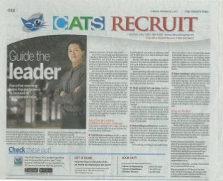 Guide the Leader with Executive Coaching  in ST Recruit  5 Nov 2013