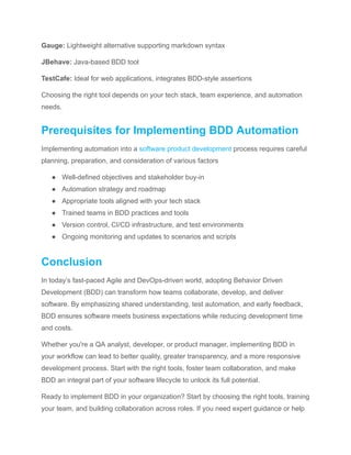 Guide to Behavior Driven Development (BDD) for Agile Teams | PDF