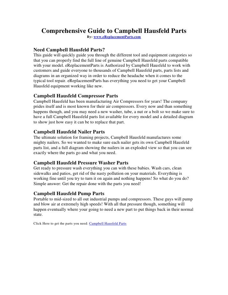 Comprehensive Guide To Campbell Hausfeld Parts