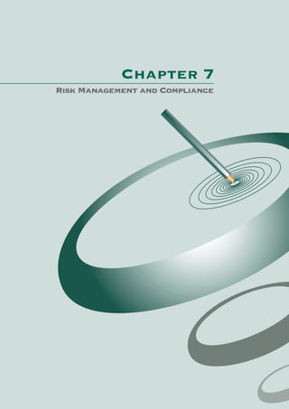 Chapter 7
Risk Management and Compliance




                          Chapter 7: Risk Management and Compliance   91
 