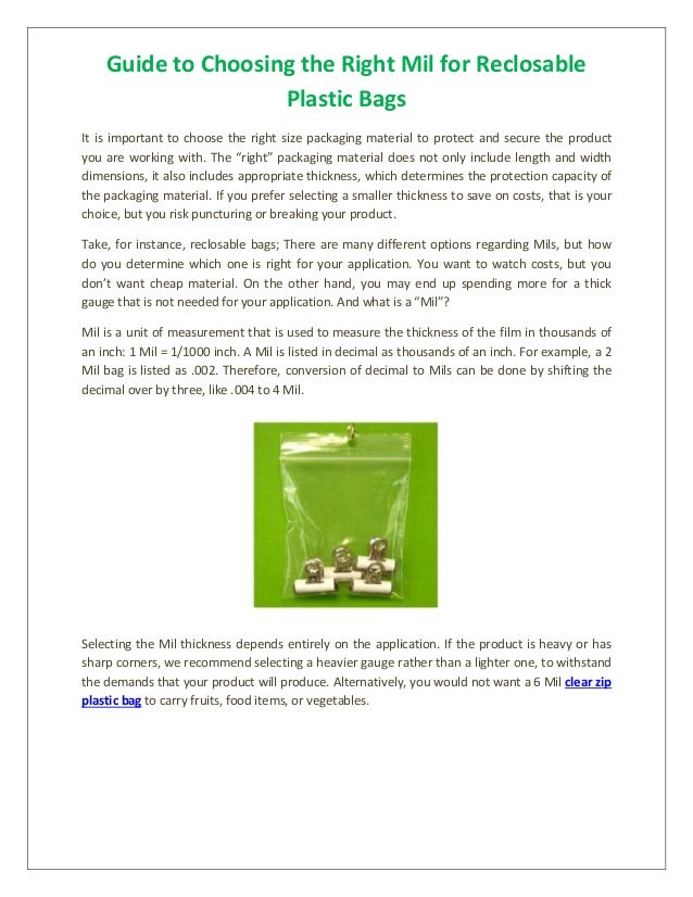 Guide To Choosing The Right Mil For Reclosable Plastic Bags