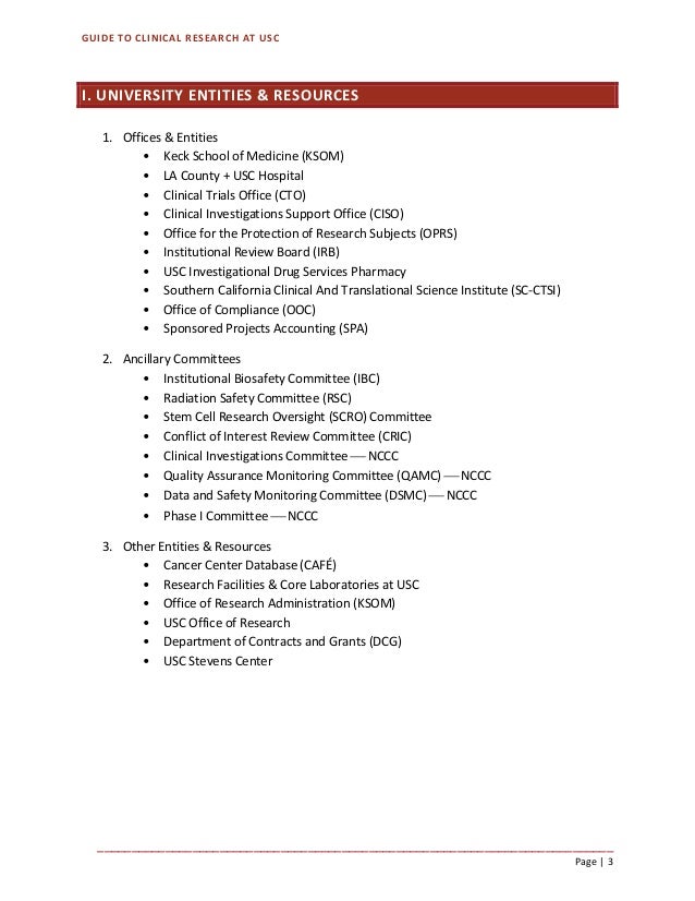 How To Do Clinical Research At USC Resource Guide
