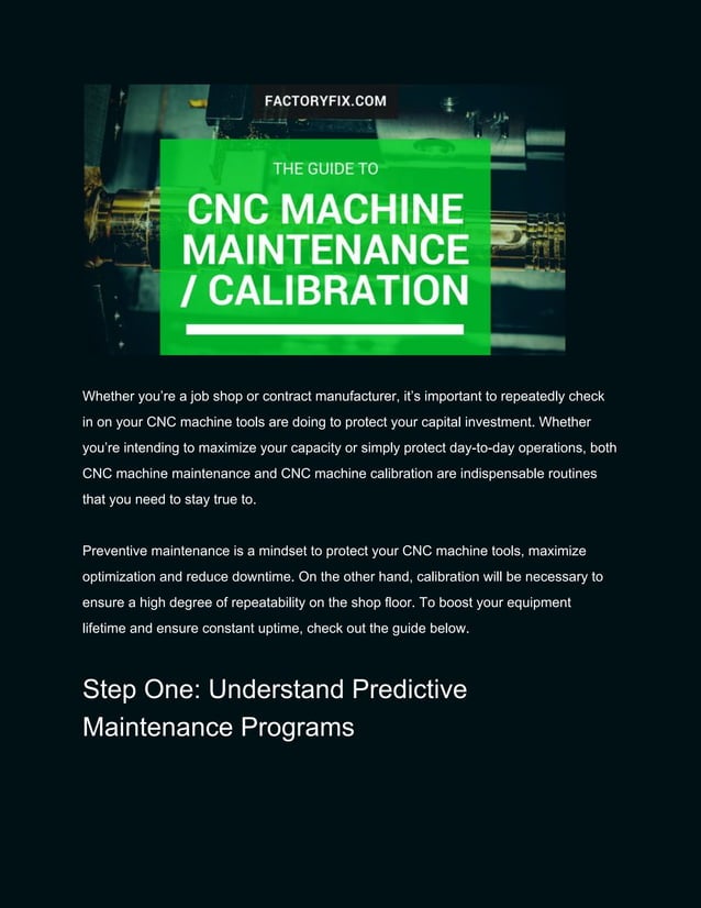 Guide to CNC Machine Maintenance and Calibration | PDF