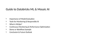 Guide to Databricks ML & Mosaic AI presentation | PPTX