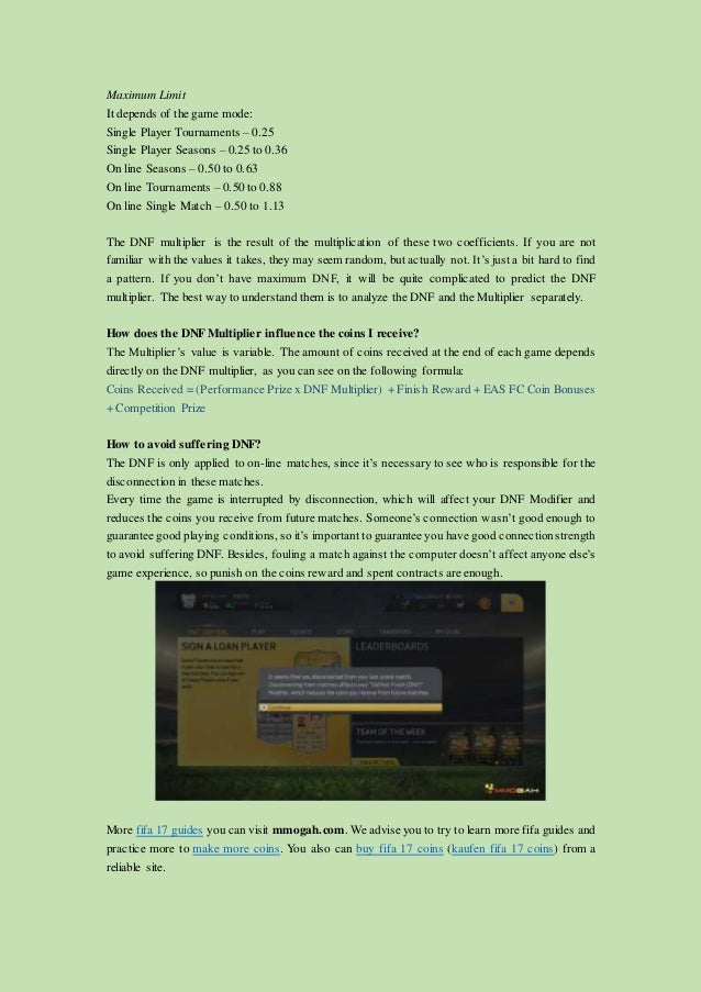 Guide to dnf multiplier in fifa 17 ultimate team