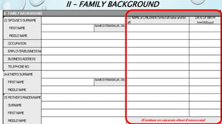 II – FAMILY BACKGROUND
 