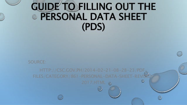 guide to filling pds revised 2017