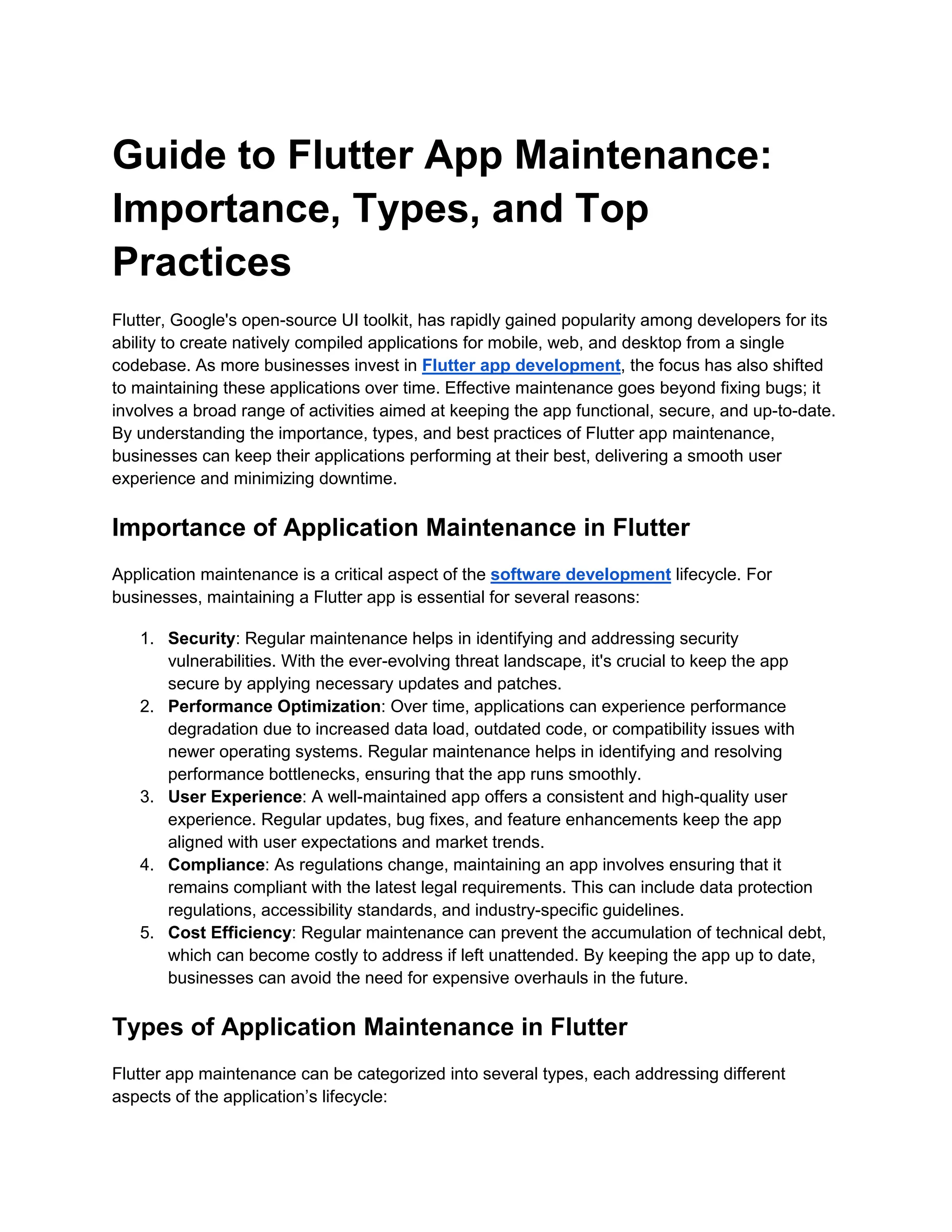 Guide to Flutter App Maintenance Importance, Types, and Top Practices ...