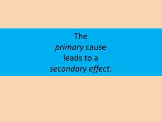 The
 primary cause
   leads to a
secondary effect.
 