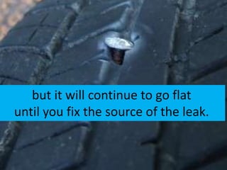 but it will continue to go flat
until you fix the source of the leak.
 