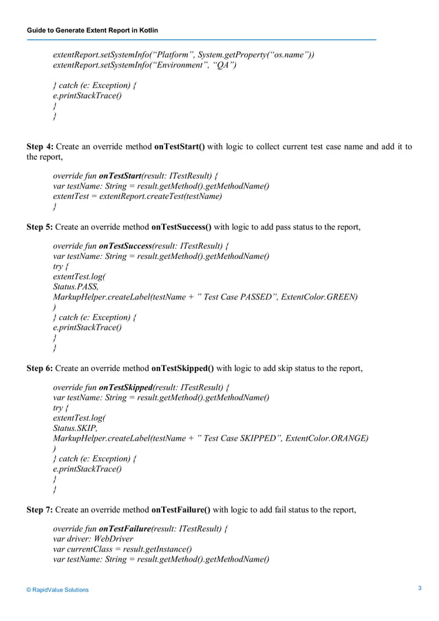 Guide to Generate Extent Report in Kotlin | PDF