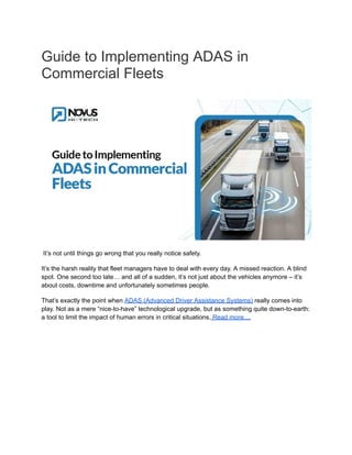 Comprehensive Guide to Implementing ADAS in Commercial Fleets for ...