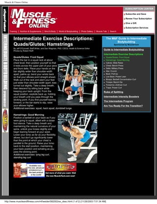 Intermediate Bodybuilders Guide to intermidiate bodybuilding | PDF
