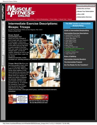 Intermediate Bodybuilders Guide to intermidiate bodybuilding | PDF