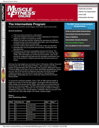 Intermediate Bodybuilders Guide to intermidiate bodybuilding | PDF