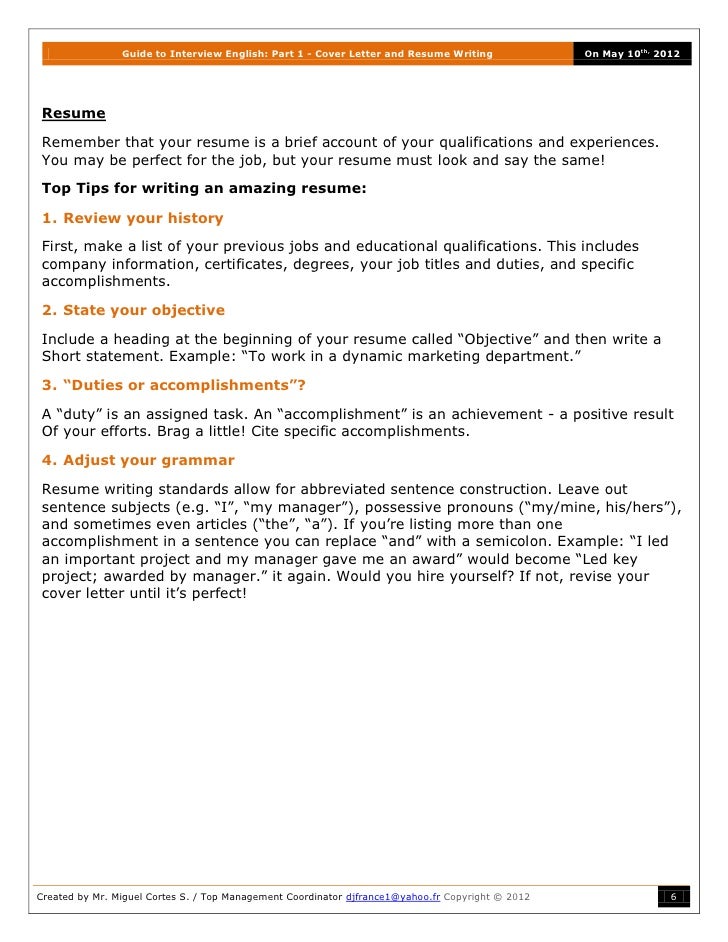 guide to interview english part 1 cover letter and resume cover letter to interview