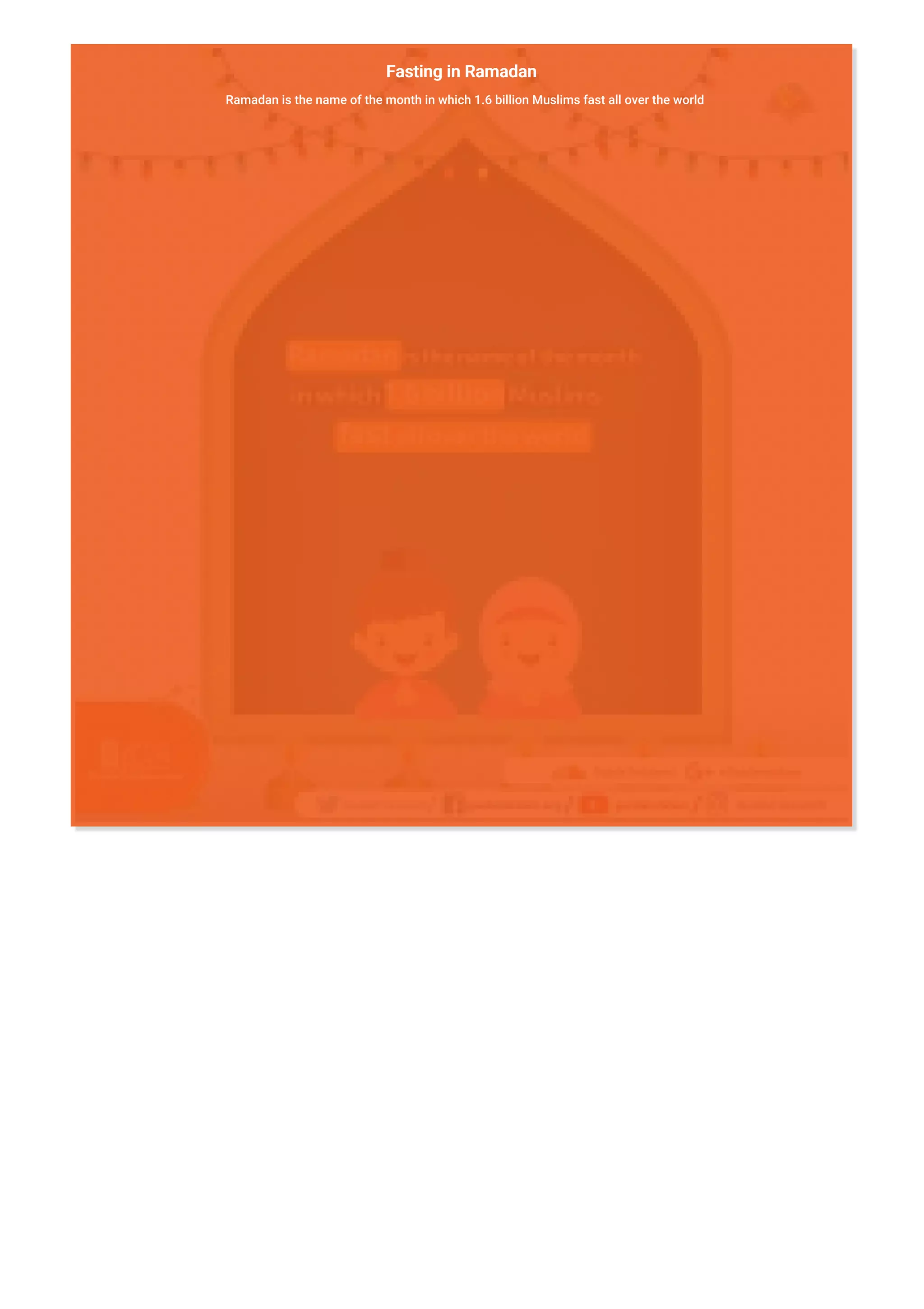 Fasting in Ramadan
Ramadan is the name of the month in which 1.6 billion Muslims fast all over the world
 