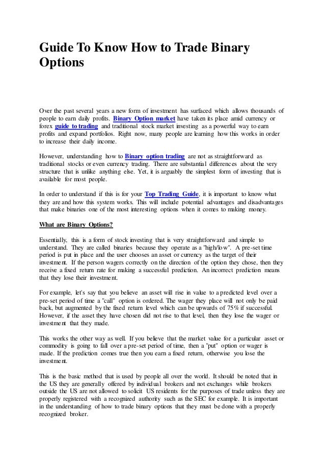 Binary options how to guide