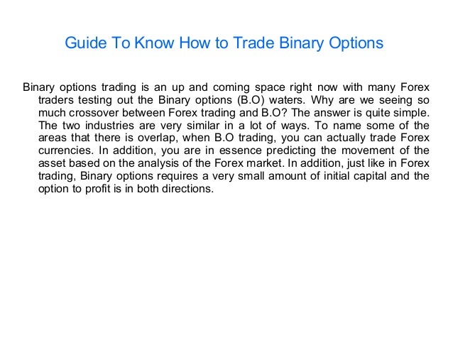 Guide to binary options